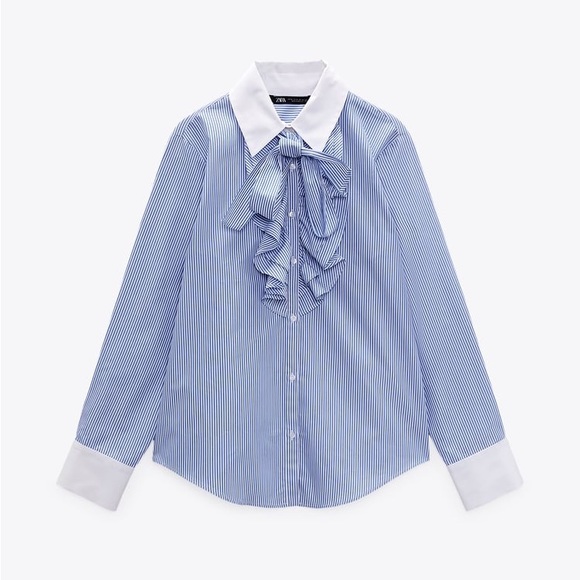Zara Striped Shirt with Neck Tie - Picture 1 of 8